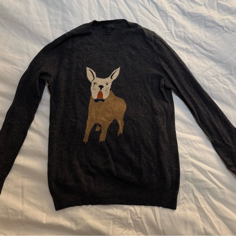 J. Crew Charcoal Dog Sweater, Small